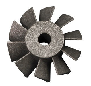 This rotor is part of the turbine assembly used to power a down-hole drilling head designed and manufactured by APS. It was printed on an EOSINT 280 M Direct Metal Laser Sintering (DMLS) system from EOS. Image courtesy APS. 