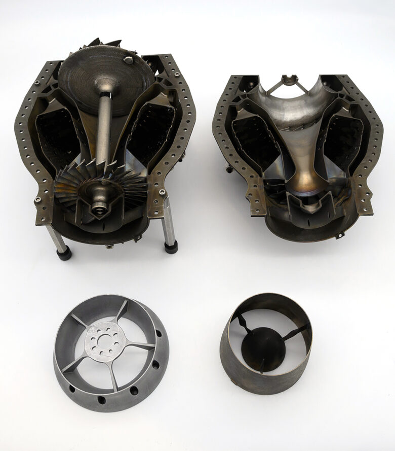 UDRI's 3D-printed micro-turbine engine that won the 2023 AMUG Technical Competition Advanced Concepts award.